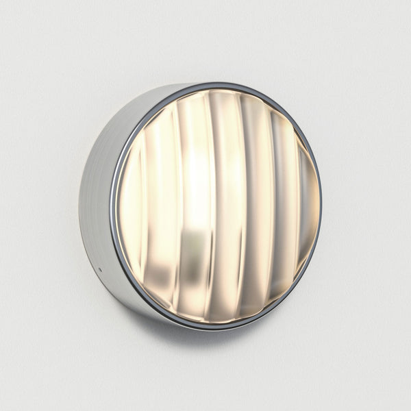 Montreal Round 220 IP44 Exterior Wall Light in Brushed Stainless Steel