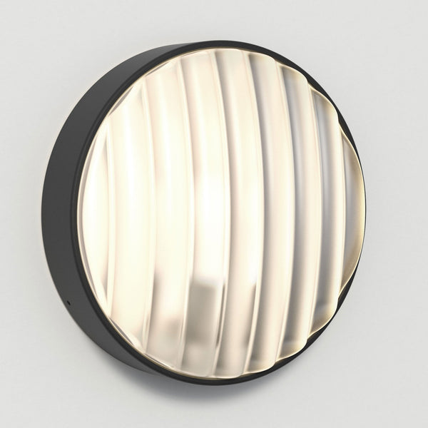 Montreal Round 300 IP44 Exterior Wall Light in Textured Black