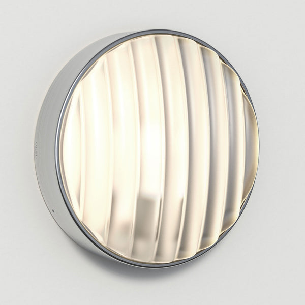 Montreal Round 300 IP44 Exterior Wall Light in Brushed Stainless Steel