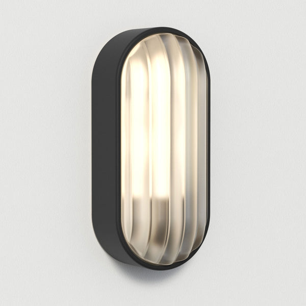 Montreal Oval IP44 Exterior Wall Light in Textured Black
