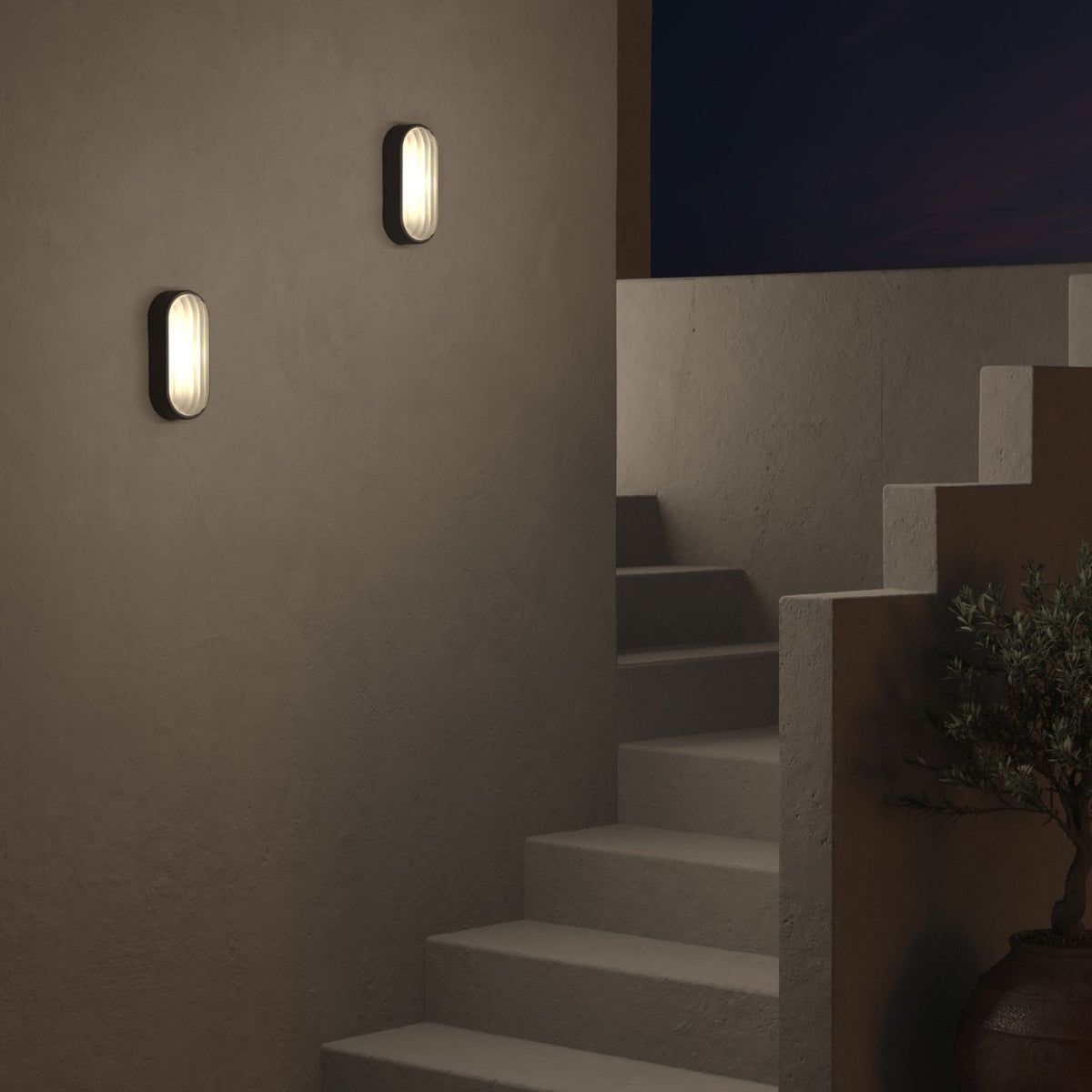 Montreal Oval IP44 Exterior Wall Light in Textured Black