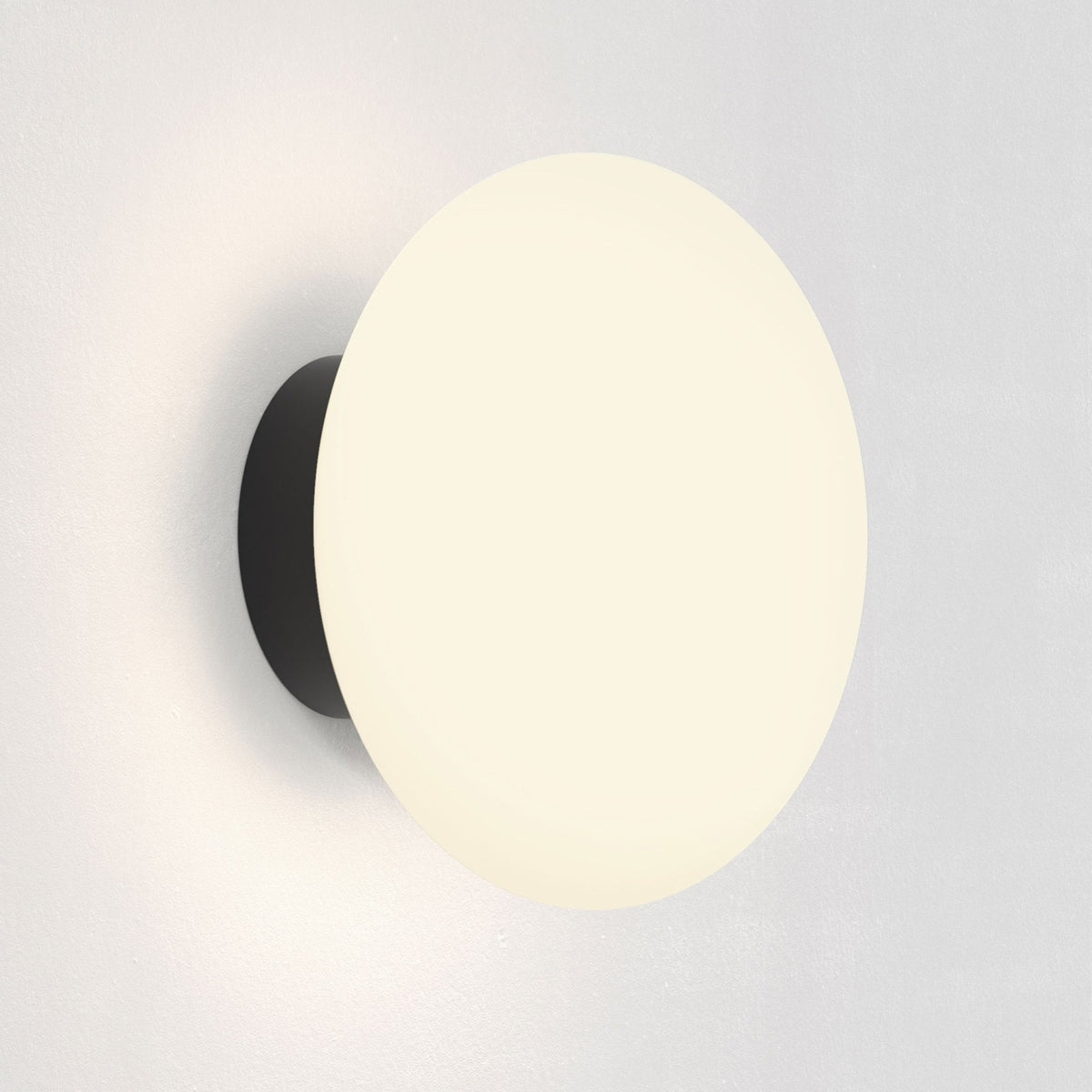 Zeppo IP44 Opal Glass Bathroom Wall Light in Matt Black
