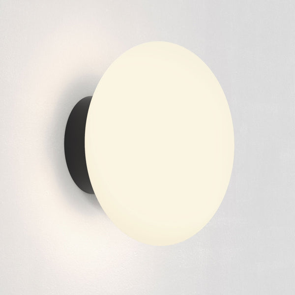 Zeppo IP44 Opal Glass Bathroom Wall Light in Matt Black