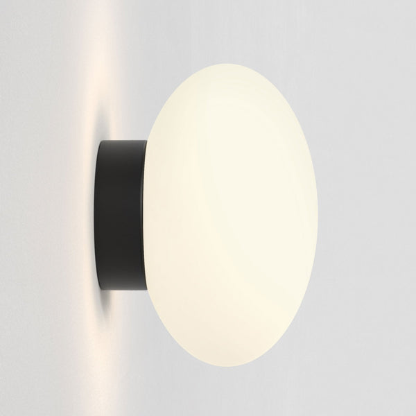 Zeppo IP44 Opal Glass Bathroom Wall Light in Matt Black