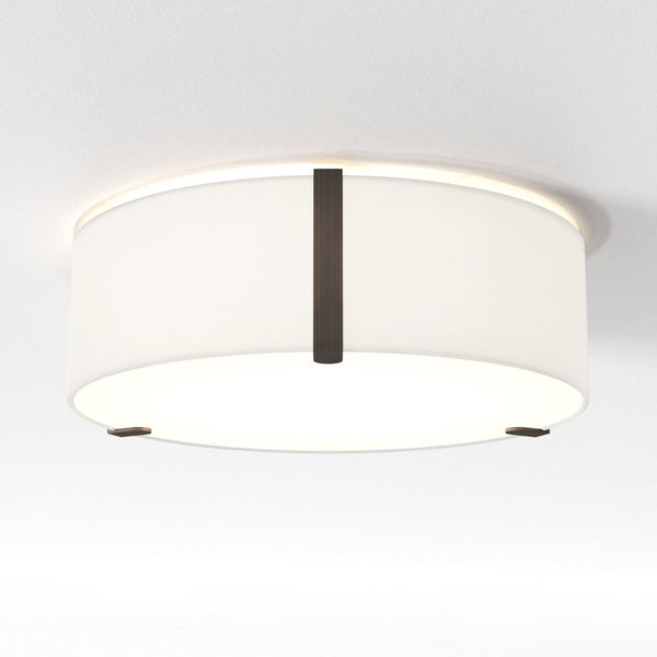 Salina 400 Ceiling Light in White Fabric with Metal Bronze Detail