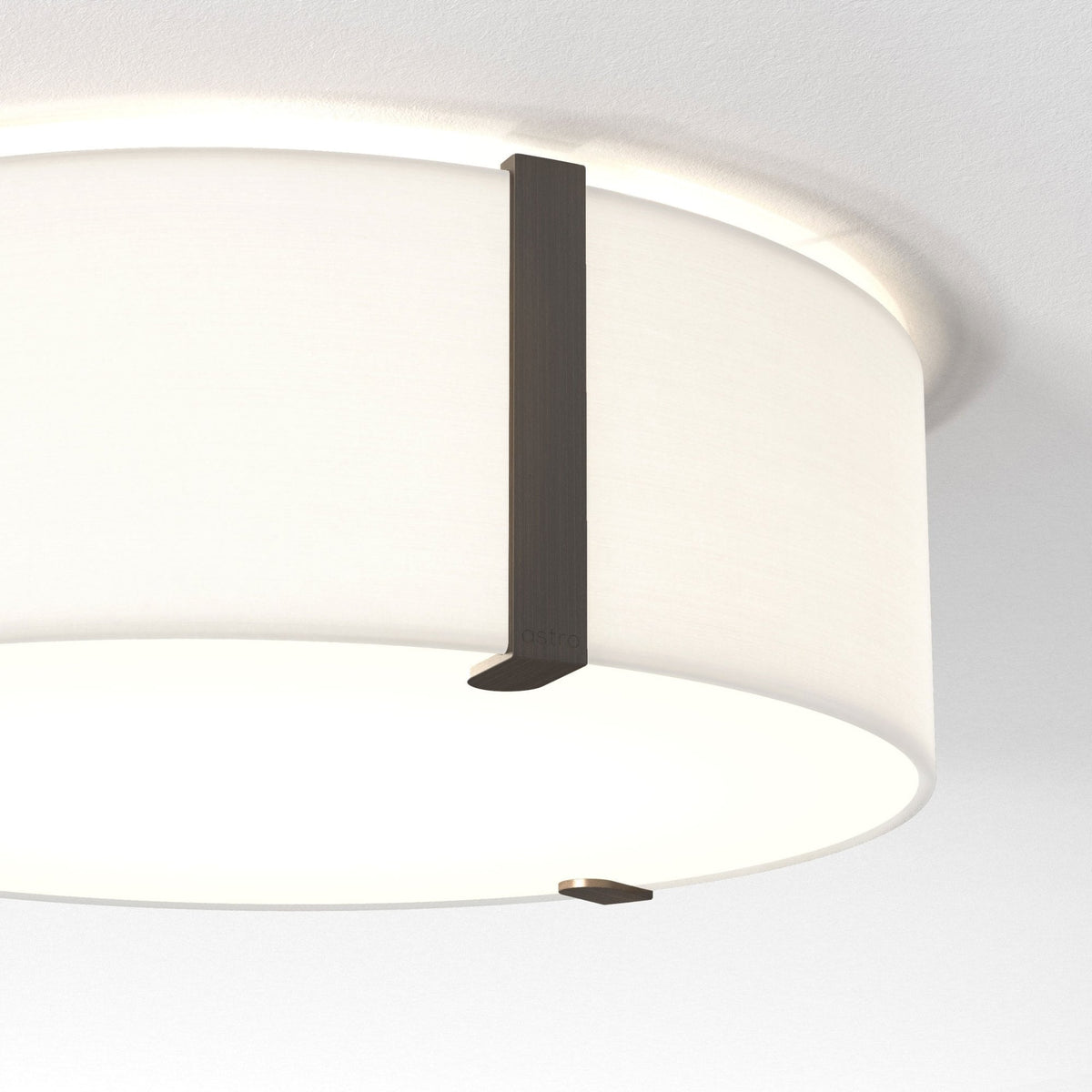 Salina 400 Ceiling Light in White Fabric with Metal Bronze Detail