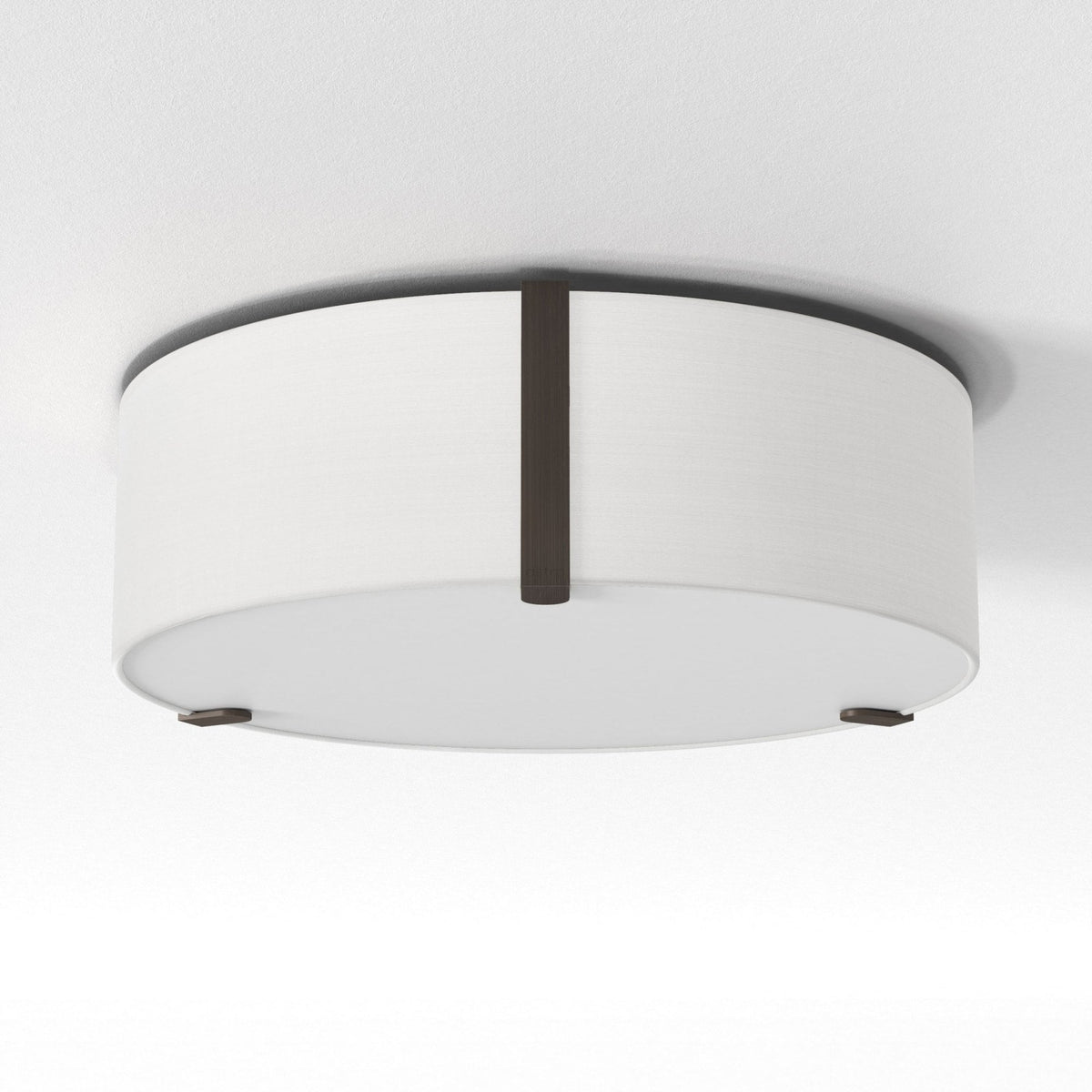 Salina 400 Ceiling Light in White Fabric with Metal Bronze Detail