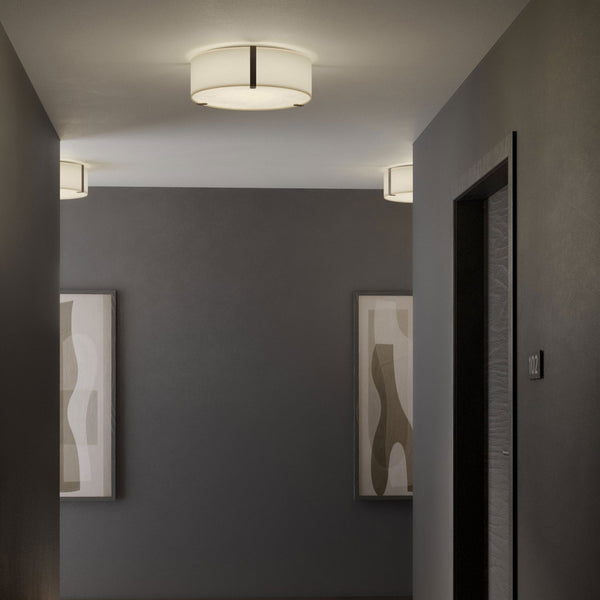 Salina 400 Ceiling Light in Putty Fabric with Metal Bronze Detail