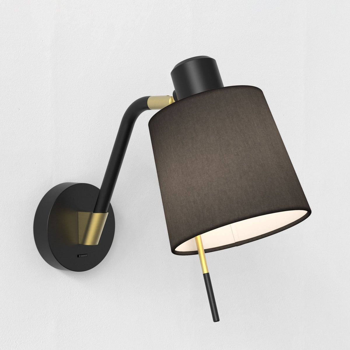 Edward Adjustable Switched Wall Light in Matt Black