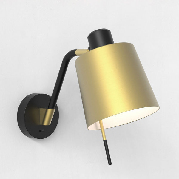 Edward Adjustable Switched Wall Light in Matt Black