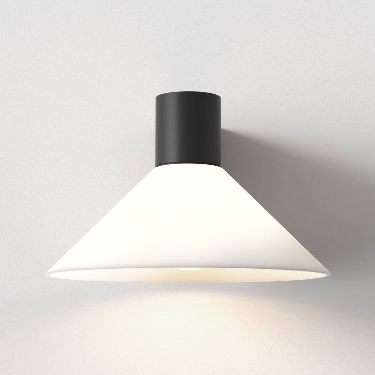 Black and white conical wall light