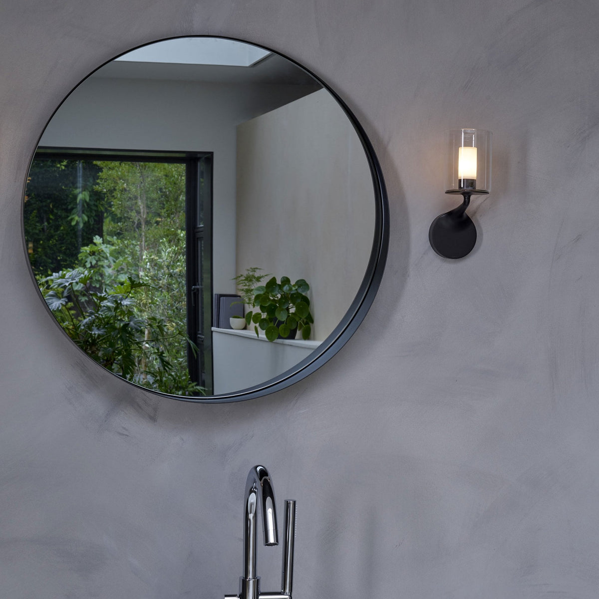 Elena IP44 Wall Light in Matt Black