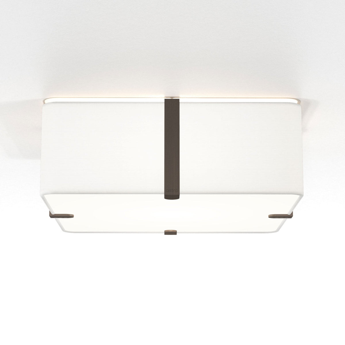 Astro ceiling light with a white rectangular shade and dark brown accents