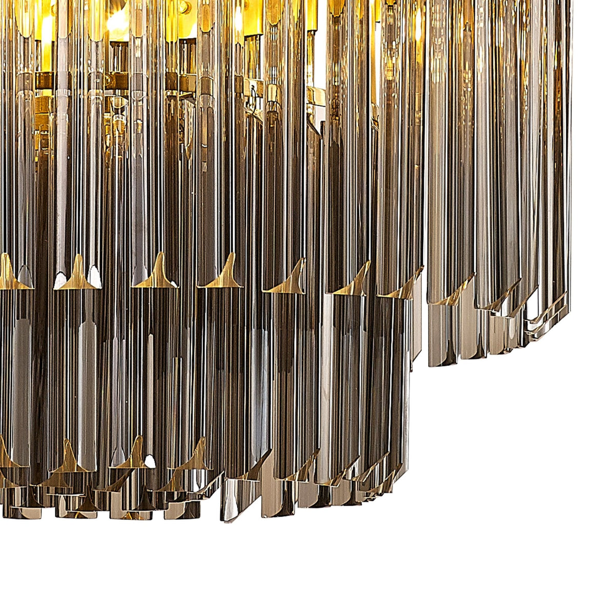 Kentisbeare 600mm Chandelier in Brass & Smoked Glass