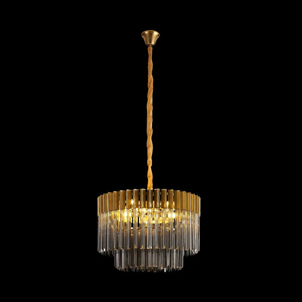 Kentisbeare 600mm Chandelier in Brass & Smoked Glass