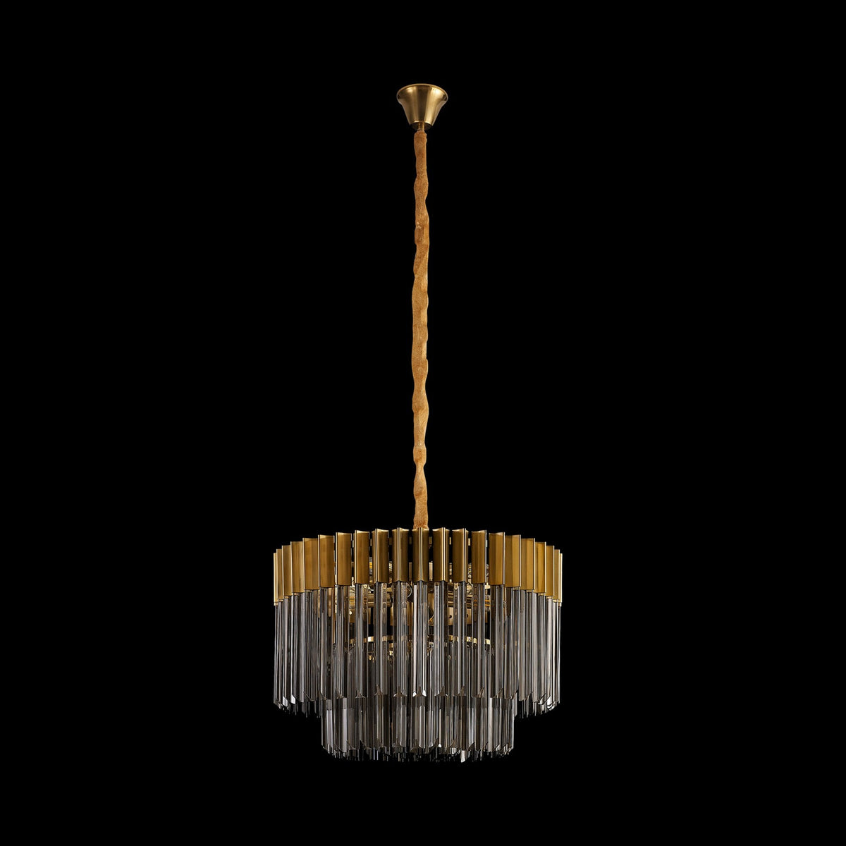 Kentisbeare 600mm Chandelier in Brass & Smoked Glass
