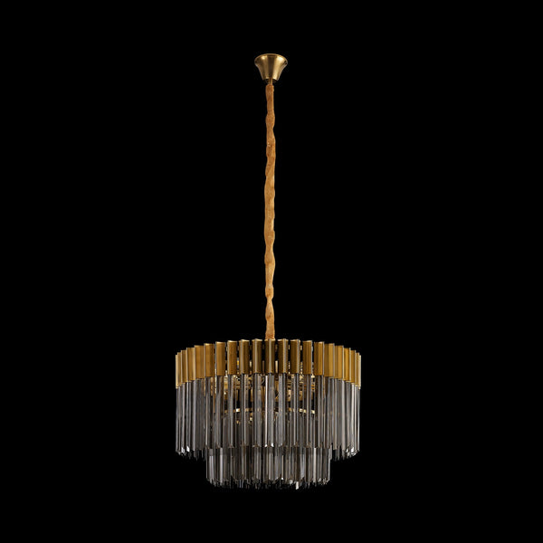 Kentisbeare 600mm Chandelier in Brass & Smoked Glass