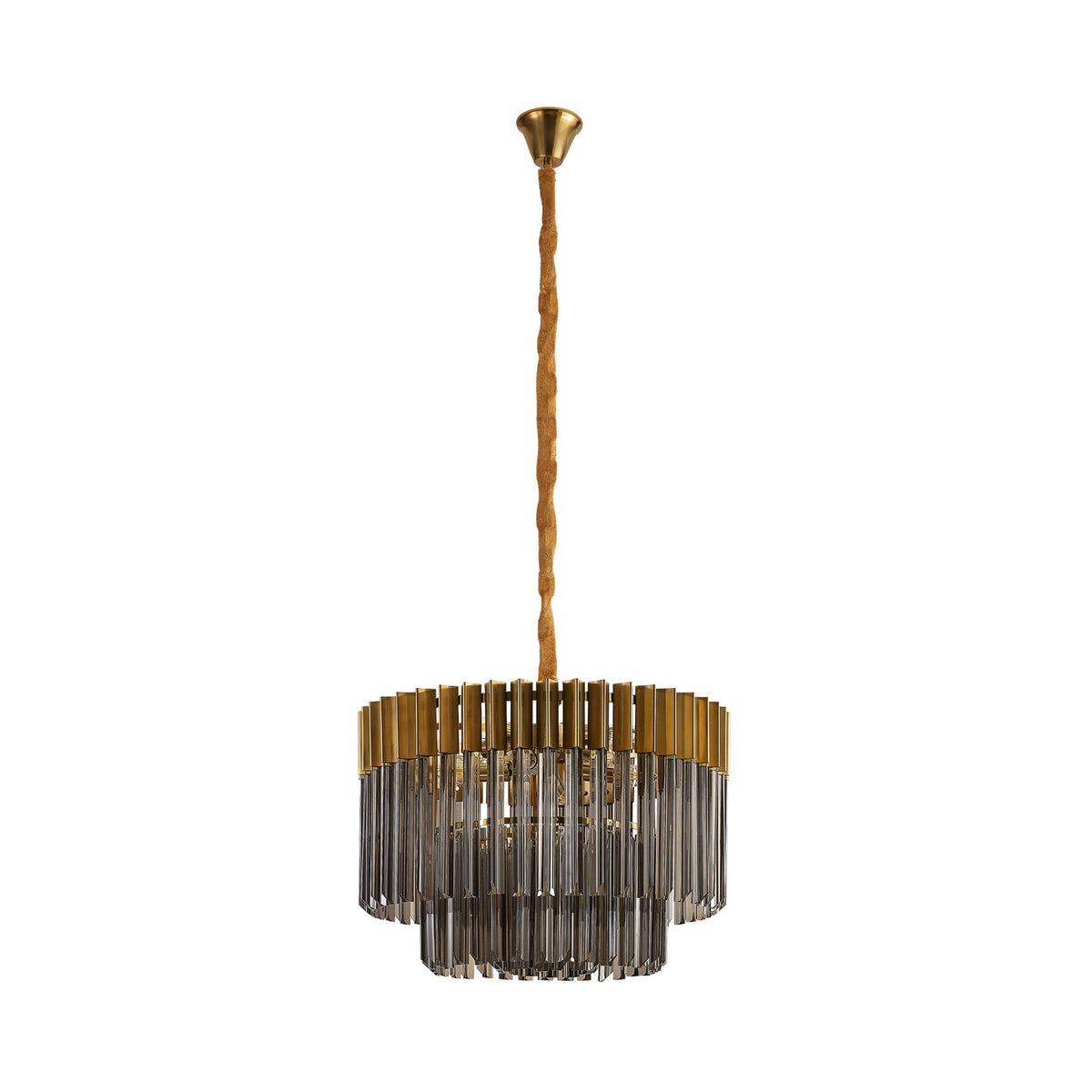 Kentisbeare 600mm Chandelier in Brass & Smoked Glass