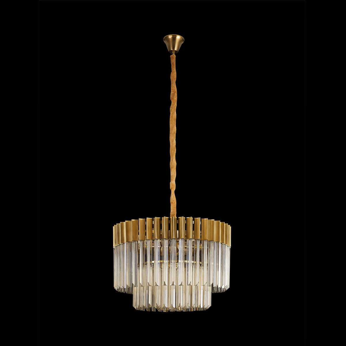 Kentisbeare 600mm Chandelier in Brass & Cognac Glass