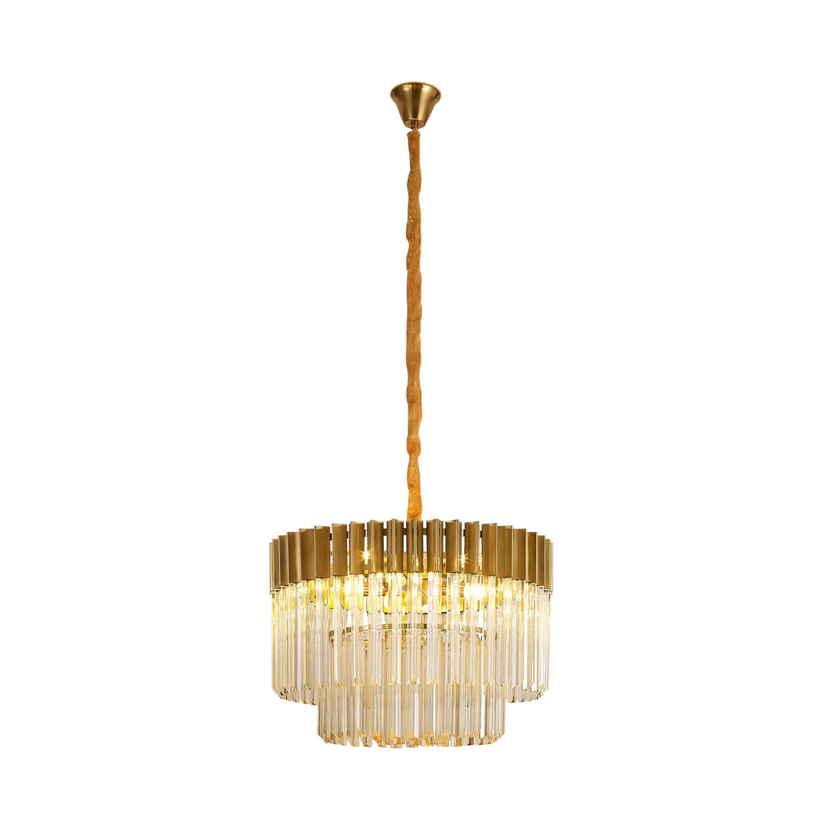 Kentisbeare 600mm Chandelier in Brass & Cognac Glass