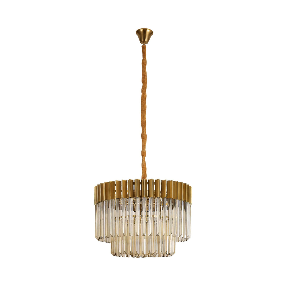 Kentisbeare 600mm Chandelier in Brass & Cognac Glass