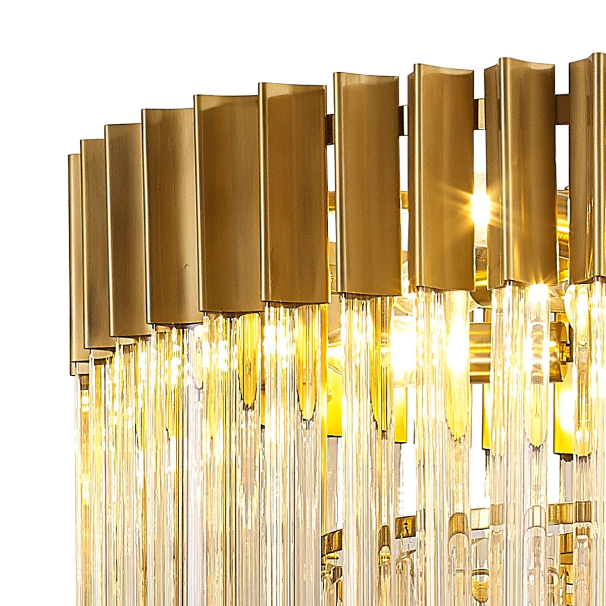 Kentisbeare 600mm Chandelier in Brass & Cognac Glass
