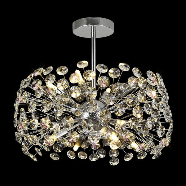 Bridestowe 8 Lamp Semi Flush Ceiling Light in Polished Chrome & Clear Crystal