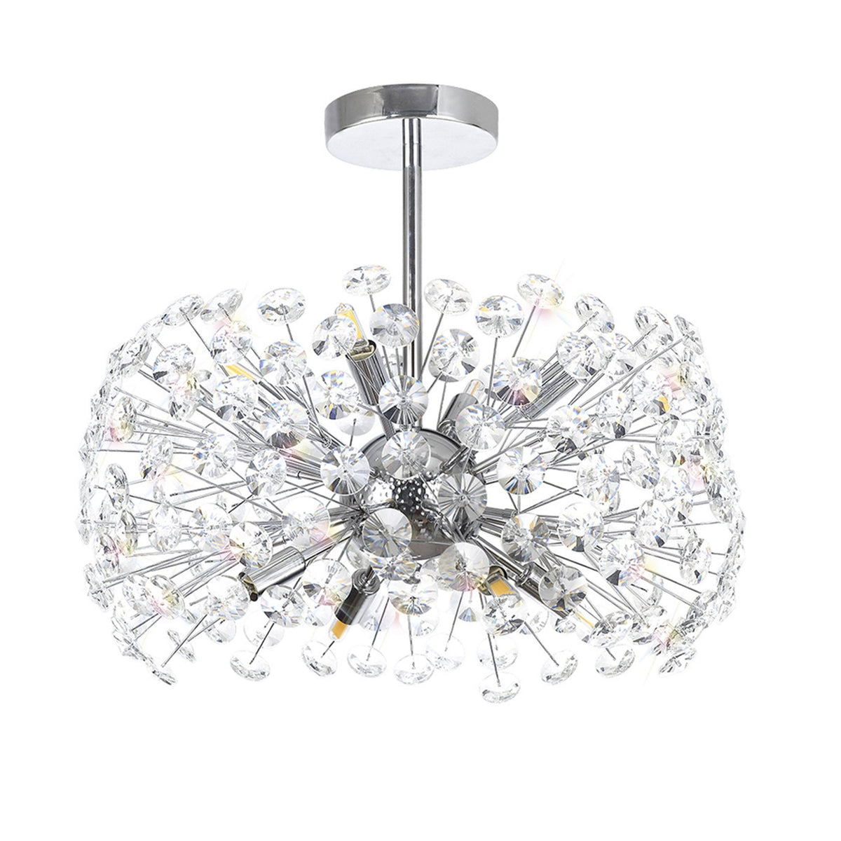 Bridestowe 8 Lamp Semi Flush Ceiling Light in Polished Chrome & Clear Crystal