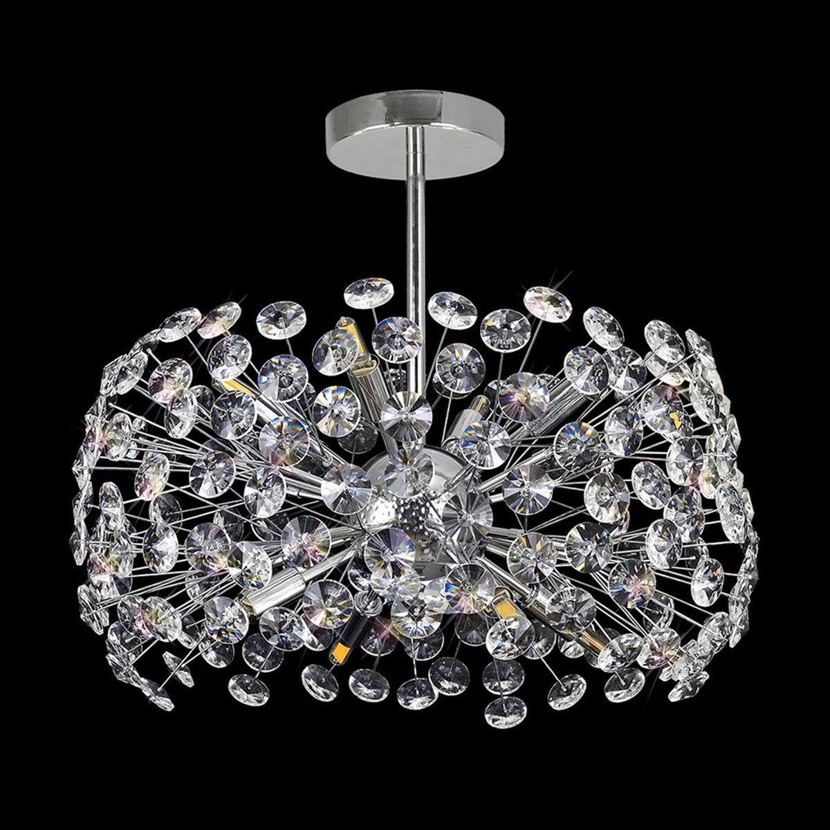 Bridestowe 8 Lamp Semi Flush Ceiling Light in Polished Chrome & Clear Crystal