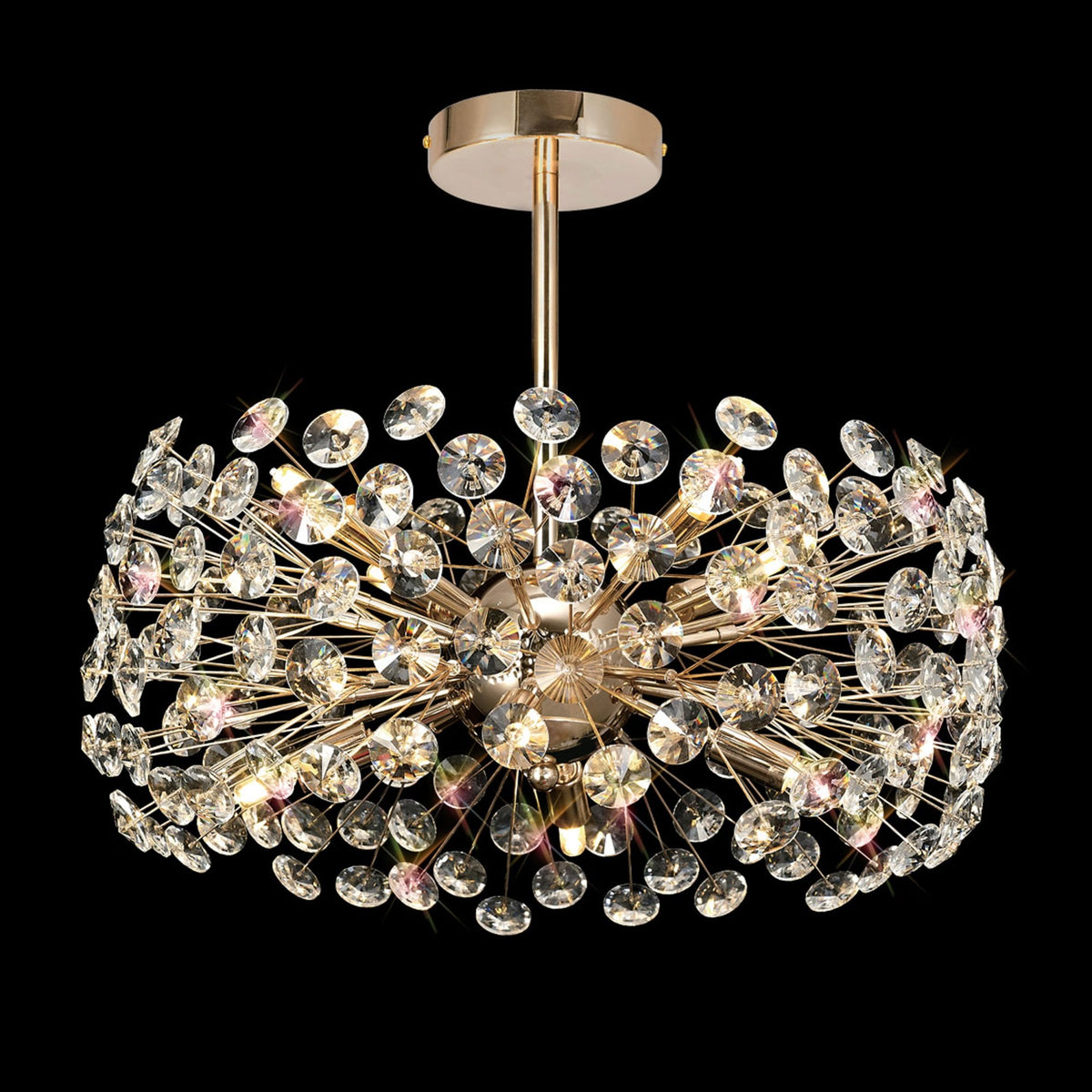 Bridestowe 8 Lamp Semi Flush Ceiling Light in French Gold & Clear Crystal