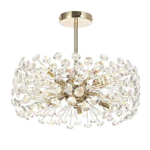 Bridestowe 8 Lamp Semi Flush Ceiling Light in French Gold & Clear Crystal