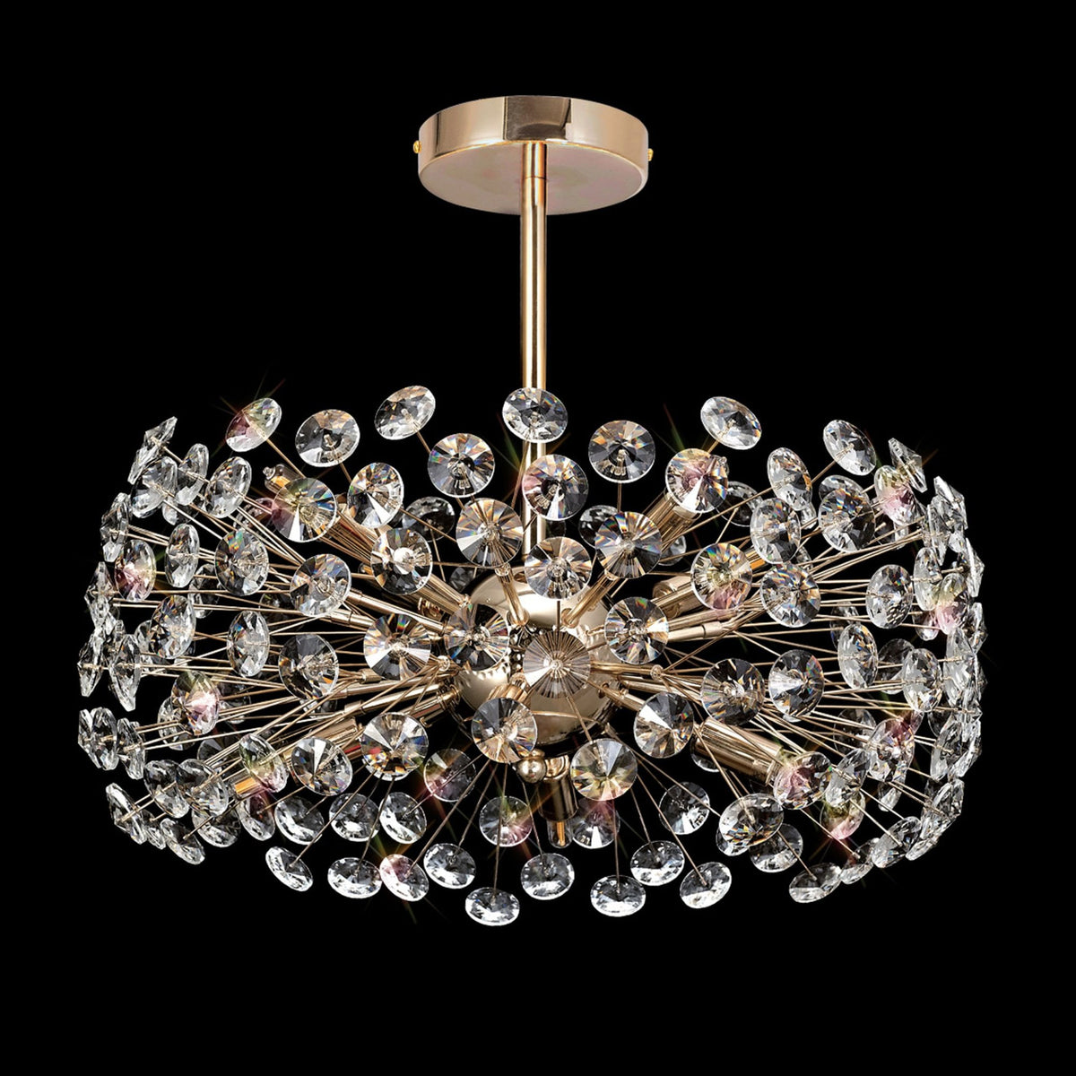 Bridestowe 8 Lamp Semi Flush Ceiling Light in French Gold & Clear Crystal