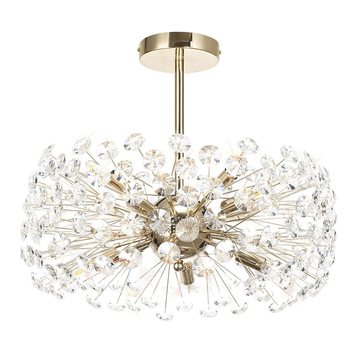 Bridestowe 8 Lamp Semi Flush Ceiling Light in French Gold & Clear Crystal