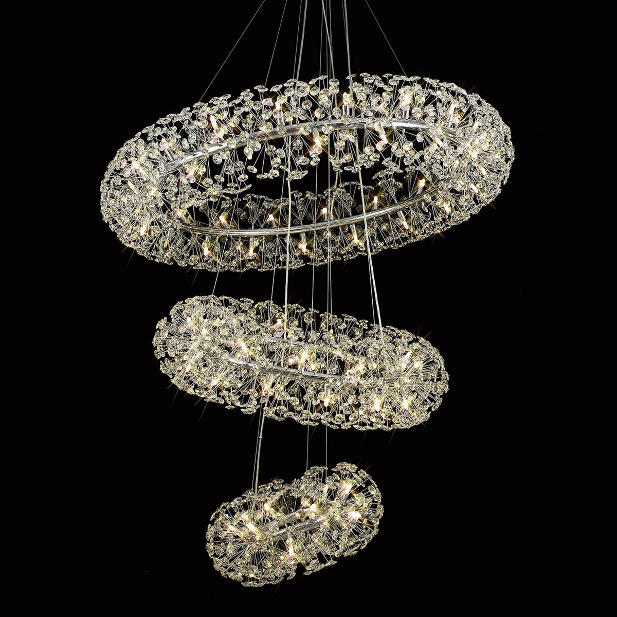 Bridestowe 74 Lamp Three Tier Pendant in Polished Chrome & Clear Crystal