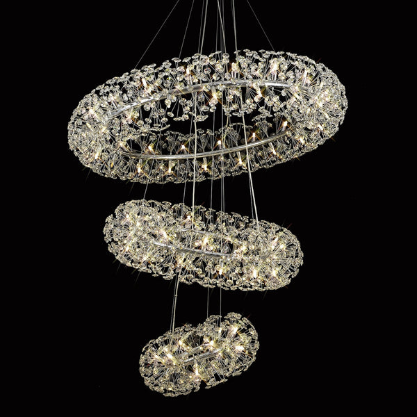 Bridestowe 74 Lamp Three Tier Pendant in Polished Chrome & Clear Crystal
