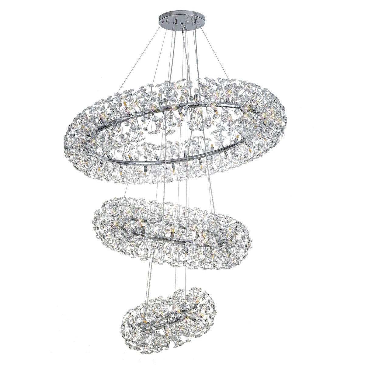 Bridestowe 74 Lamp Three Tier Pendant in Polished Chrome & Clear Crystal