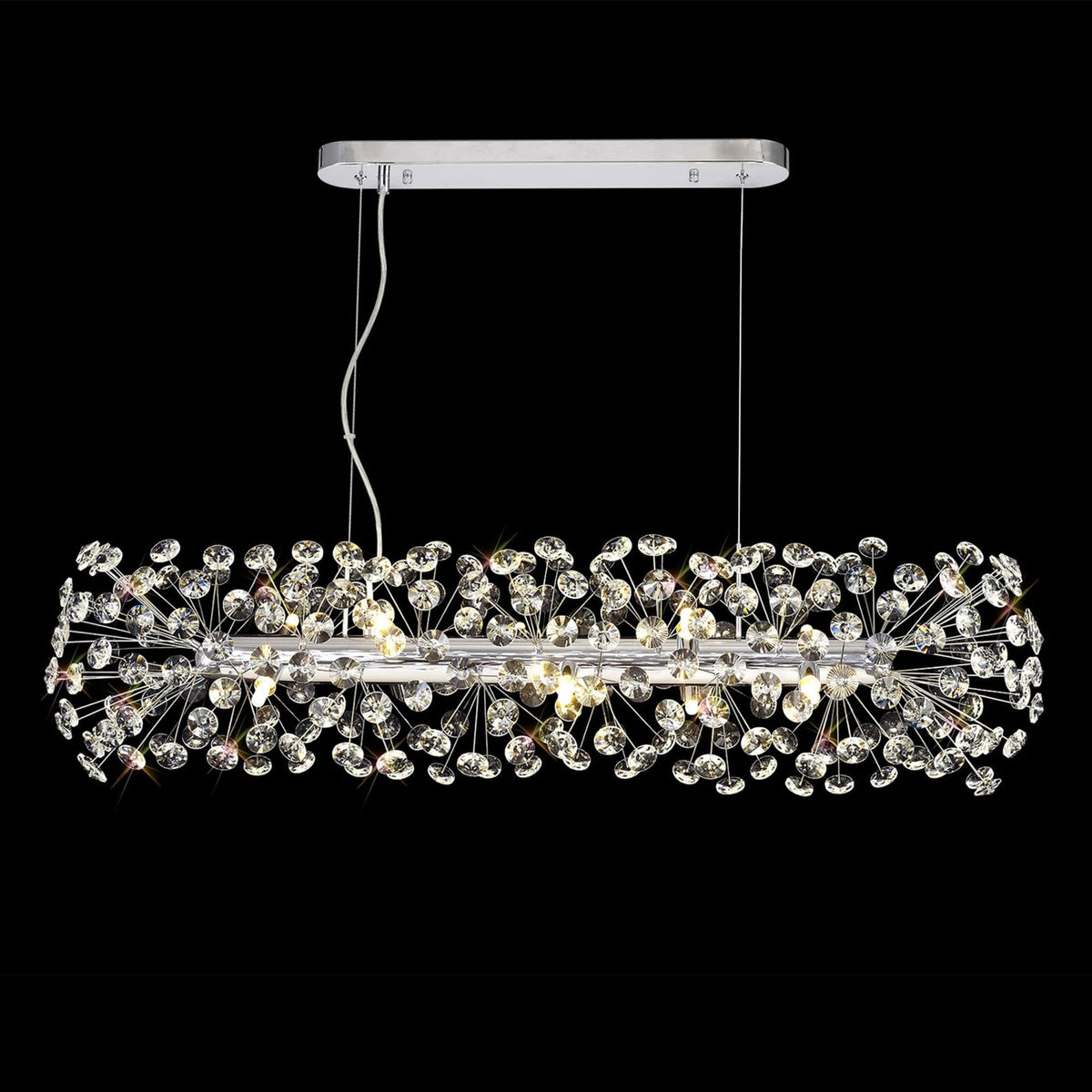 Bridestowe 10 Lamp Oblong Linear Pendant in Polished Chrome & Clear Crystal