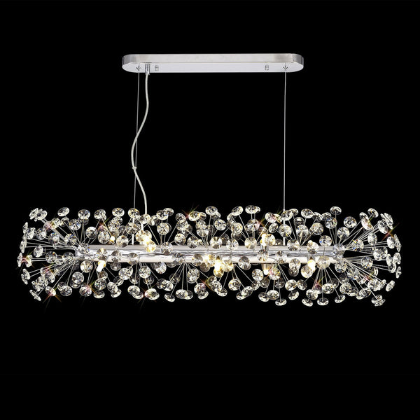 Bridestowe 10 Lamp Oblong Linear Pendant in Polished Chrome & Clear Crystal