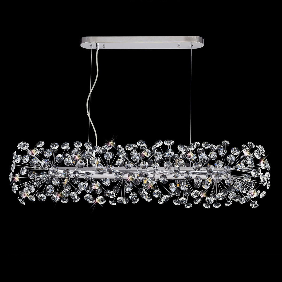 Bridestowe 10 Lamp Oblong Linear Pendant in Polished Chrome & Clear Crystal