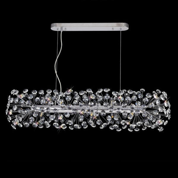 Bridestowe 10 Lamp Oblong Linear Pendant in Polished Chrome & Clear Crystal