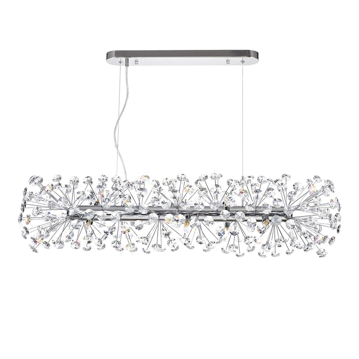 Bridestowe 10 Lamp Oblong Linear Pendant in Polished Chrome & Clear Crystal