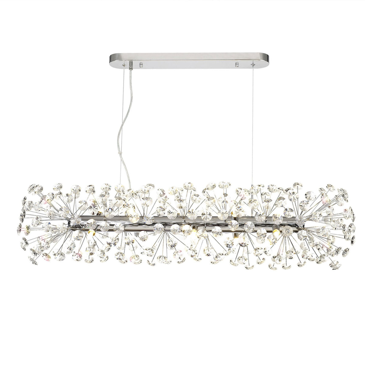 Bridestowe 10 Lamp Oblong Linear Pendant in Polished Chrome & Clear Crystal