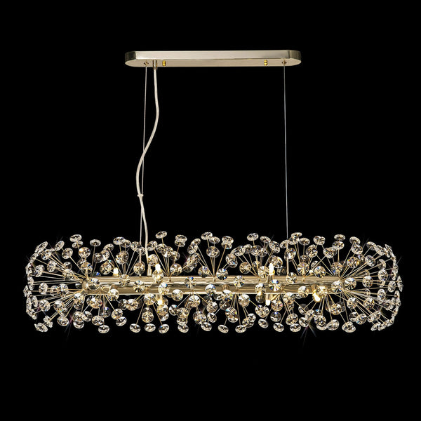 Bridestowe 10 Lamp Oblong Linear Pendant in French Gold & Clear Crystal