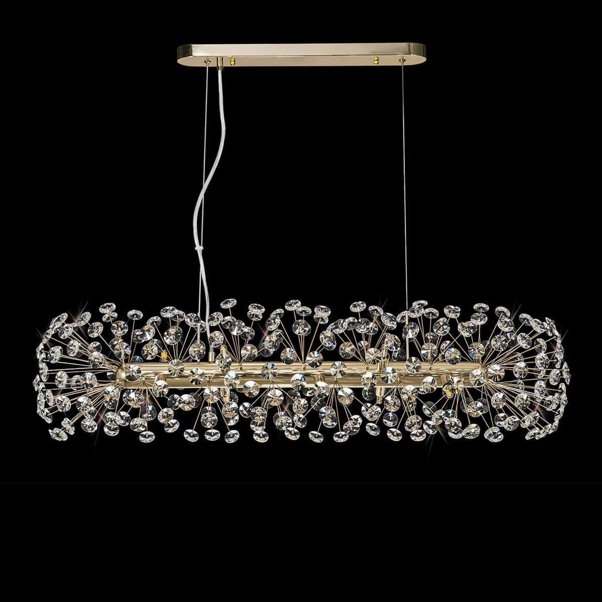 Bridestowe 10 Lamp Oblong Linear Pendant in French Gold & Clear Crystal