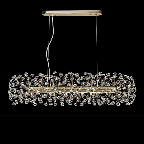 Bridestowe 10 Lamp Oblong Linear Pendant in French Gold & Clear Crystal