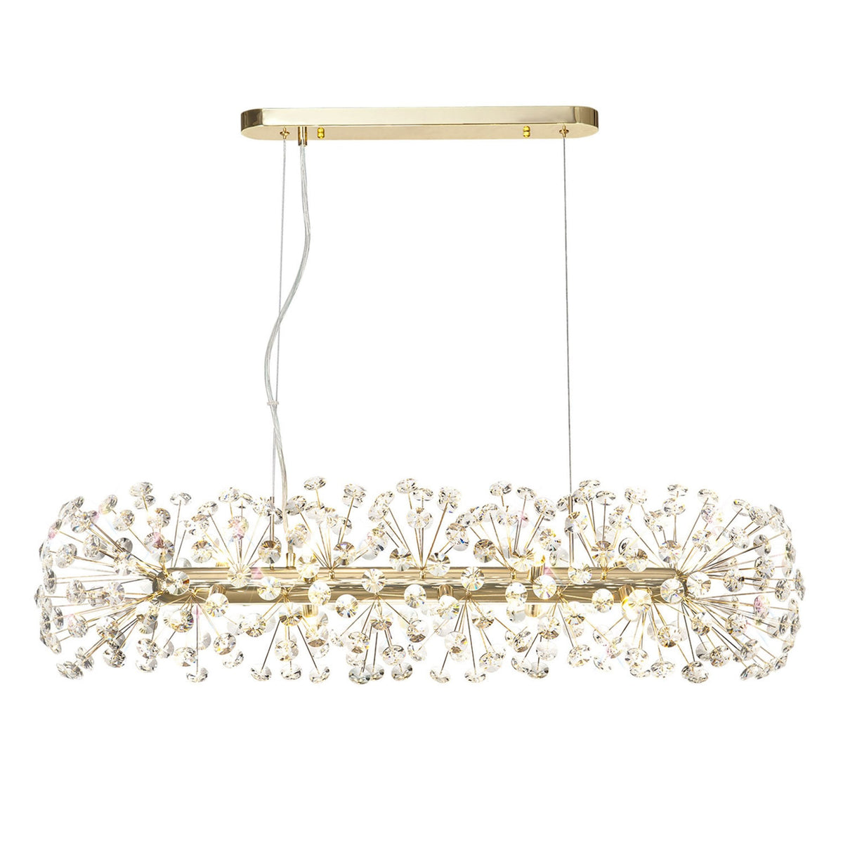 Bridestowe 10 Lamp Oblong Linear Pendant in French Gold & Clear Crystal