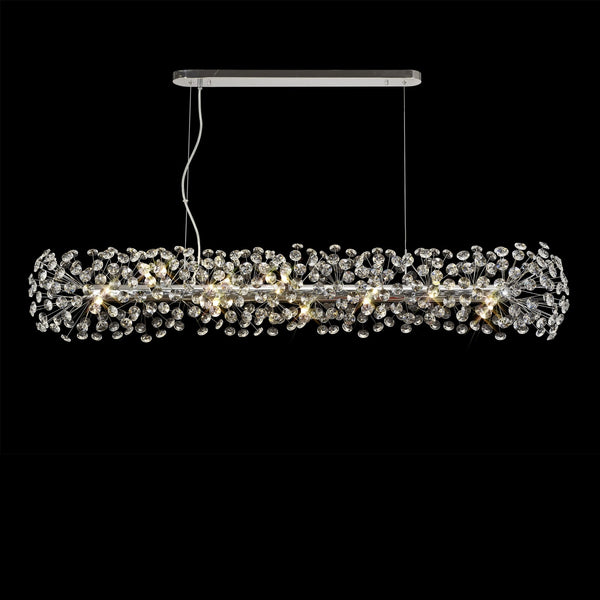 Bridestowe 14 Lamp Oblong Linear Pendant in Polished Chrome & Clear Crystal