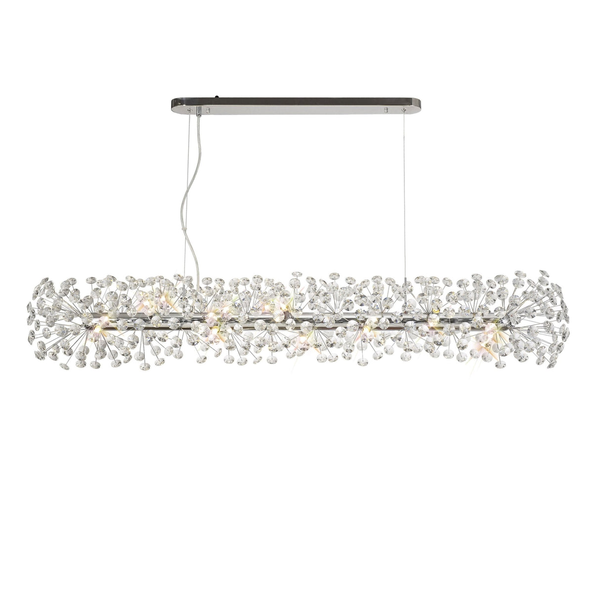 Bridestowe 14 Lamp Oblong Linear Pendant in Polished Chrome & Clear Crystal