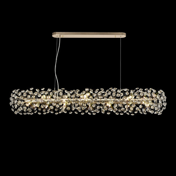 Bridestowe 14 Lamp Oblong Linear Pendant in French Gold & Clear Crystal
