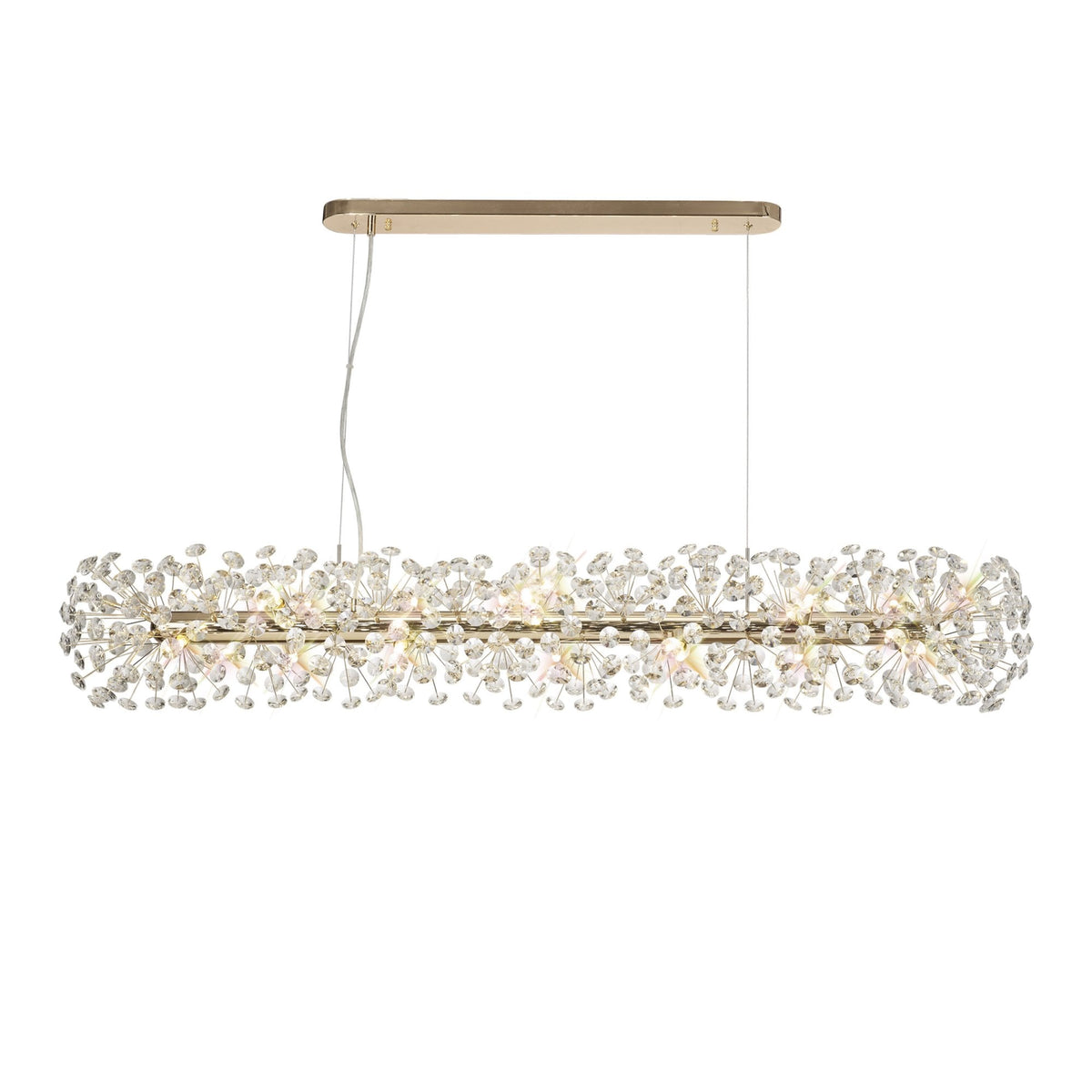 Bridestowe 14 Lamp Oblong Linear Pendant in French Gold & Clear Crystal